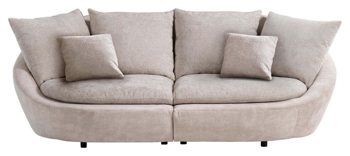 BIGSOFA Chenille Silberfarben, Beige  - Beige/Silberfarben, MODERN, Kunststoff/Textil (237/87/131cm) - Trendmanufaktur