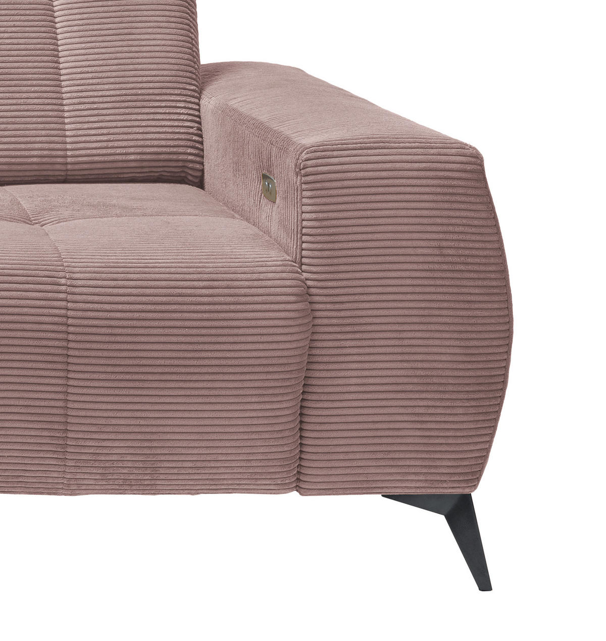 ECKSOFA in Cord Rosa  - Schwarz/Rosa, Modern, Textil/Metall (180/258cm) - Livetastic