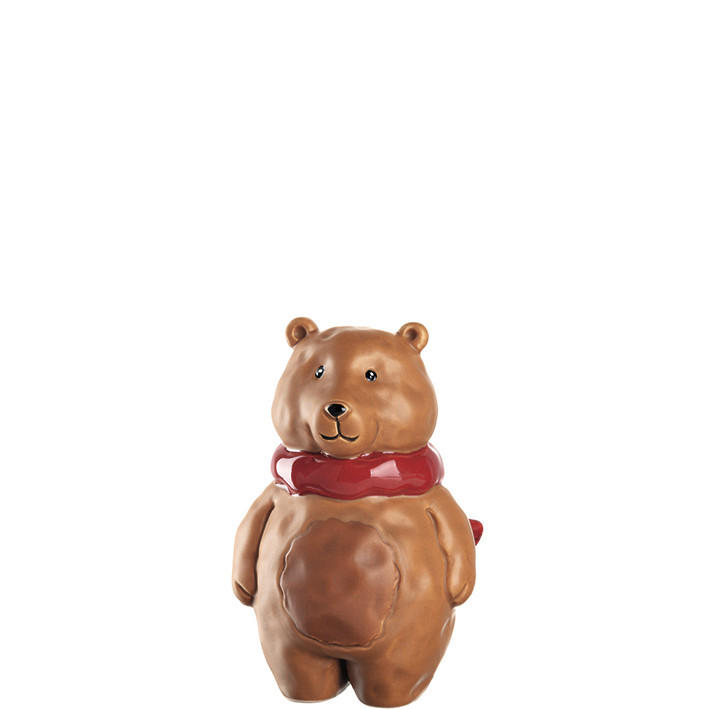 DEKORAČNÍ MEDVĚD - hnědá/červená, Lifestyle, keramika (8,2/11,6/7,2cm) - Leonardo