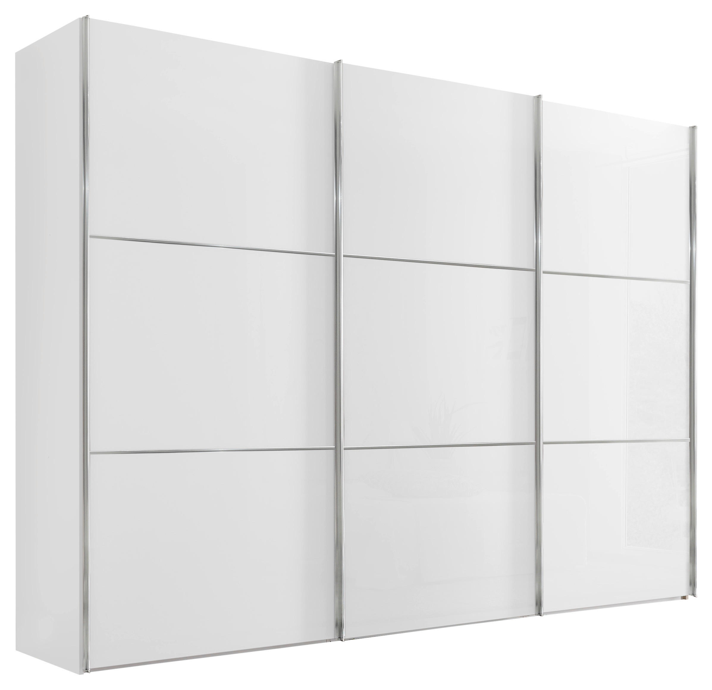 SCHWEBETÜRENSCHRANK 249/222/68 cm 3-türig Weiß  - Chromfarben/Weiß, KONVENTIONELL, Glas/Holzwerkstoff (249/222/68cm) - Moderano