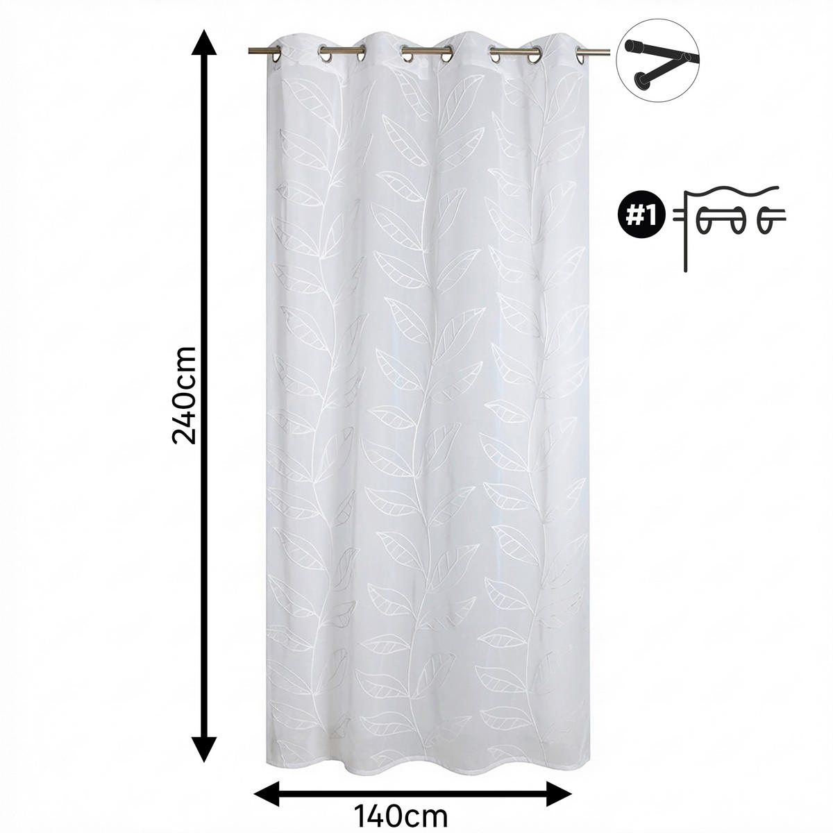 FERTIGVORHANG transparent  - Weiß, Basics, Textil (140/240cm)
