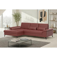 ROHOVÁ SEDAČKA, koža, červenohnedá - čierna/červenohnedá, Basics, kov/koža (176/301cm) - Sit & More