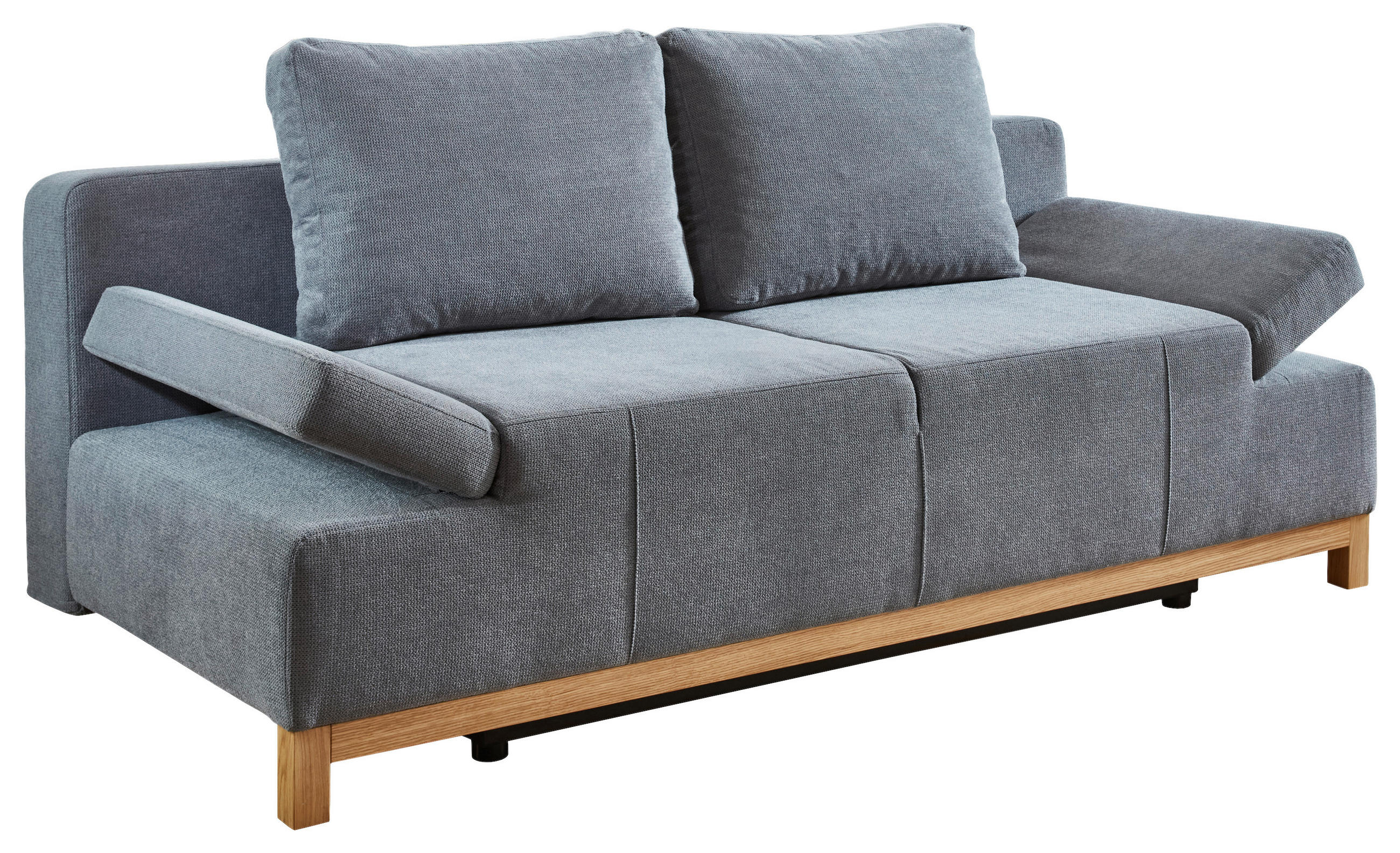 SCHLAFSOFA Webstoff Grau  - Eichefarben/Grau, KONVENTIONELL, Holz/Textil (202/90/97cm) - Carryhome