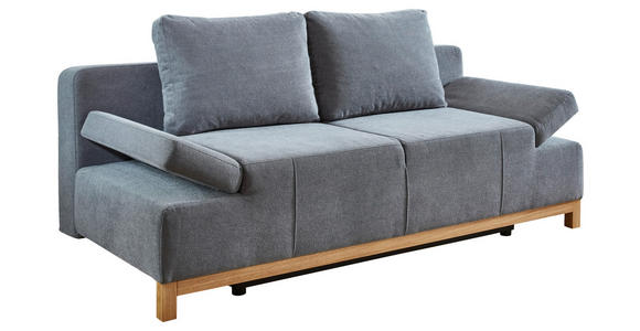 SCHLAFSOFA Webstoff Grau Rückenkissen, Bettkasten, Schlaffunktion, Rücken echt, Armteilverstellung, Liegefläche im Originalstoff  - Eichefarben/Grau, KONVENTIONELL, Holz/Textil (202/90/97cm) - Carryhome