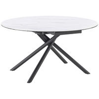 ESSTISCH 90-140/140/76 cm  Metall, Glas, Keramik ausziehbar rund Schwarz, Weiß  - Schwarz/Weiß, LIFESTYLE, Glas/Keramik (90-140/140/76cm) - MID.YOU