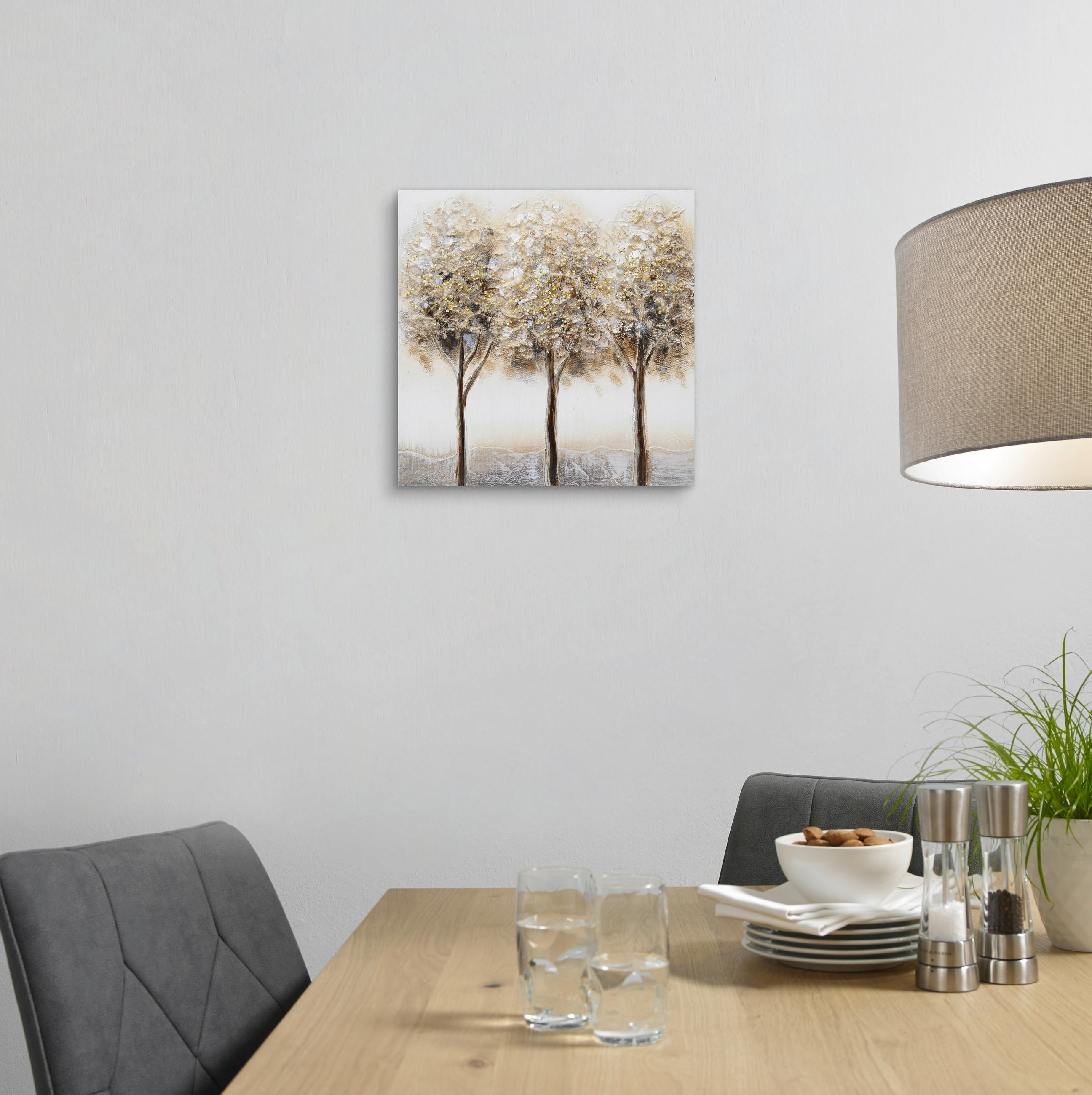 ULJENA SLIKA  30/30 cm       - bijela/zlatne boje, Design, drvo/tekstil (30/30cm) - Monee