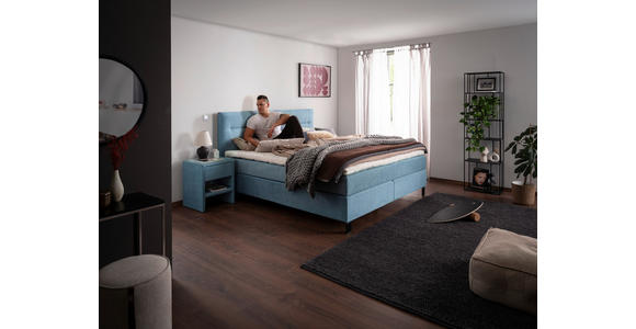 BOXSPRINGBETT 200/220 cm  in Pastellblau  - Pastellblau/Schwarz, KONVENTIONELL, Textil/Metall (200/220cm) - Esposa