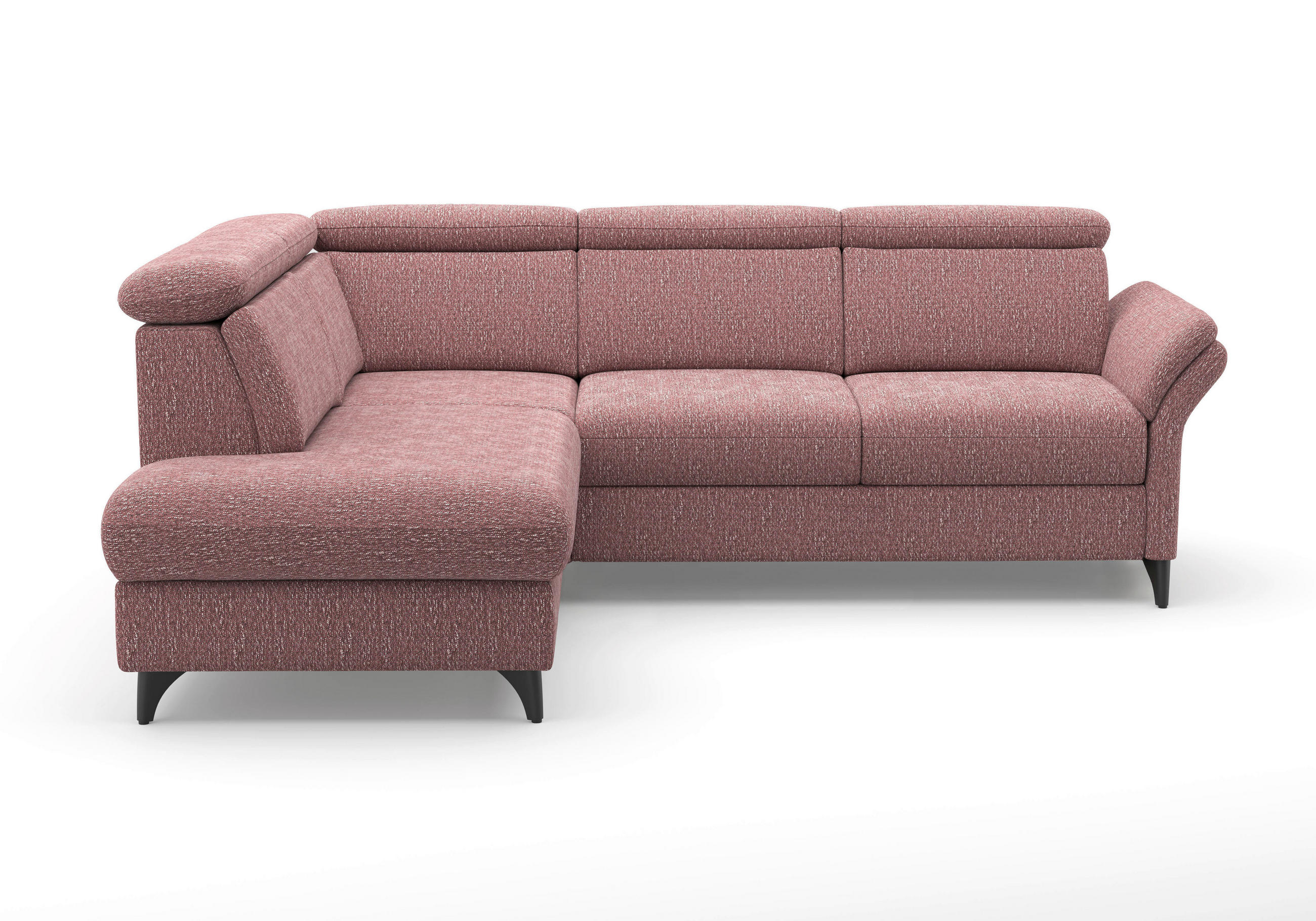 ECKSOFA Chenille Aubergine  - Aubergine/Schwarz, Konventionell, Textil/Metall (193/247cm) - Sit & More