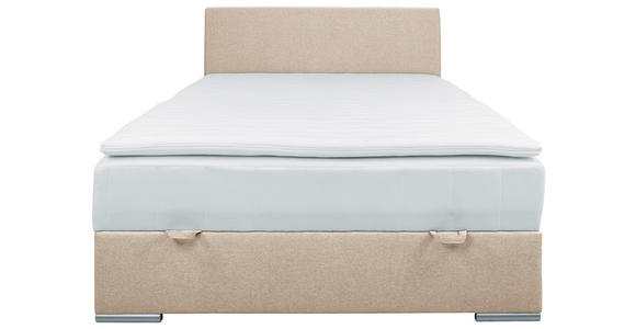 BOXBETT 90/200 cm in Beige - Chromfarben/Beige, KONVENTIONELL, Kunststoff/Textil (90/200cm) - Carryhome