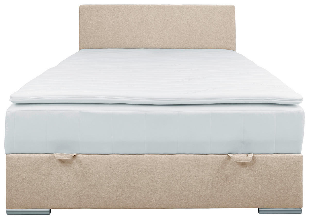 BOXBETT 90/200 cm  in Beige  - Chromfarben/Beige, KONVENTIONELL, Kunststoff/Textil (90/200cm) - Carryhome