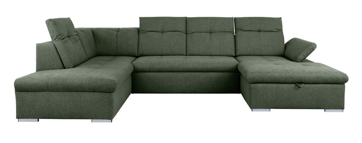 WOHNLANDSCHAFT in Grün  - Grau/Grün, Design, Textil/Metall (215/328/173cm) - MID.YOU