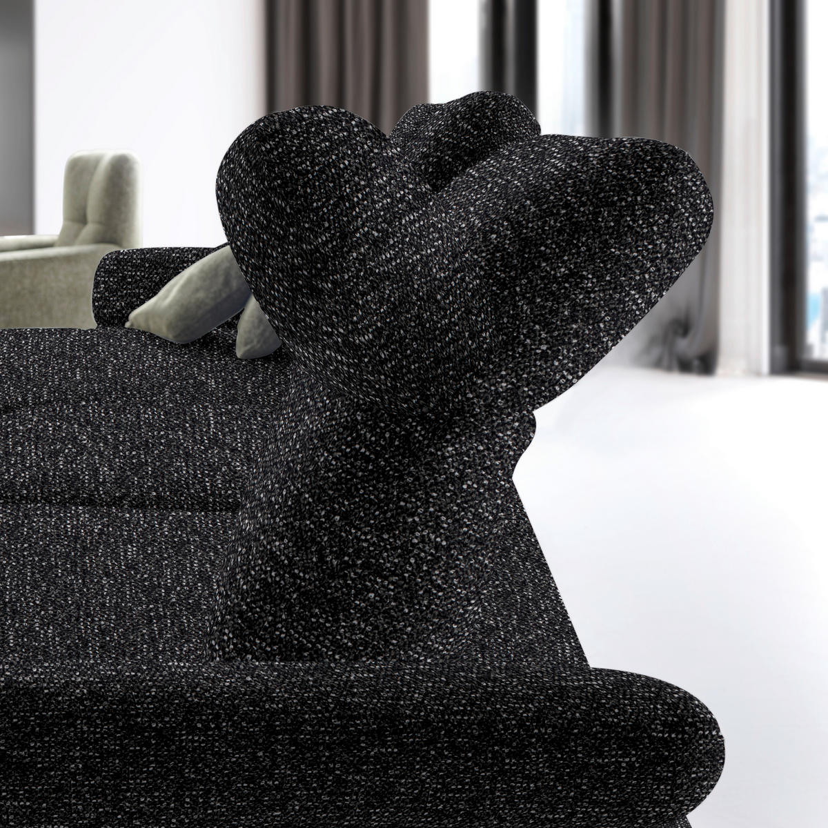 ECKSOFA in Chenille, Flachgewebe Schwarz  - Schwarz, Design, Textil/Metall (165/318cm) - Xora