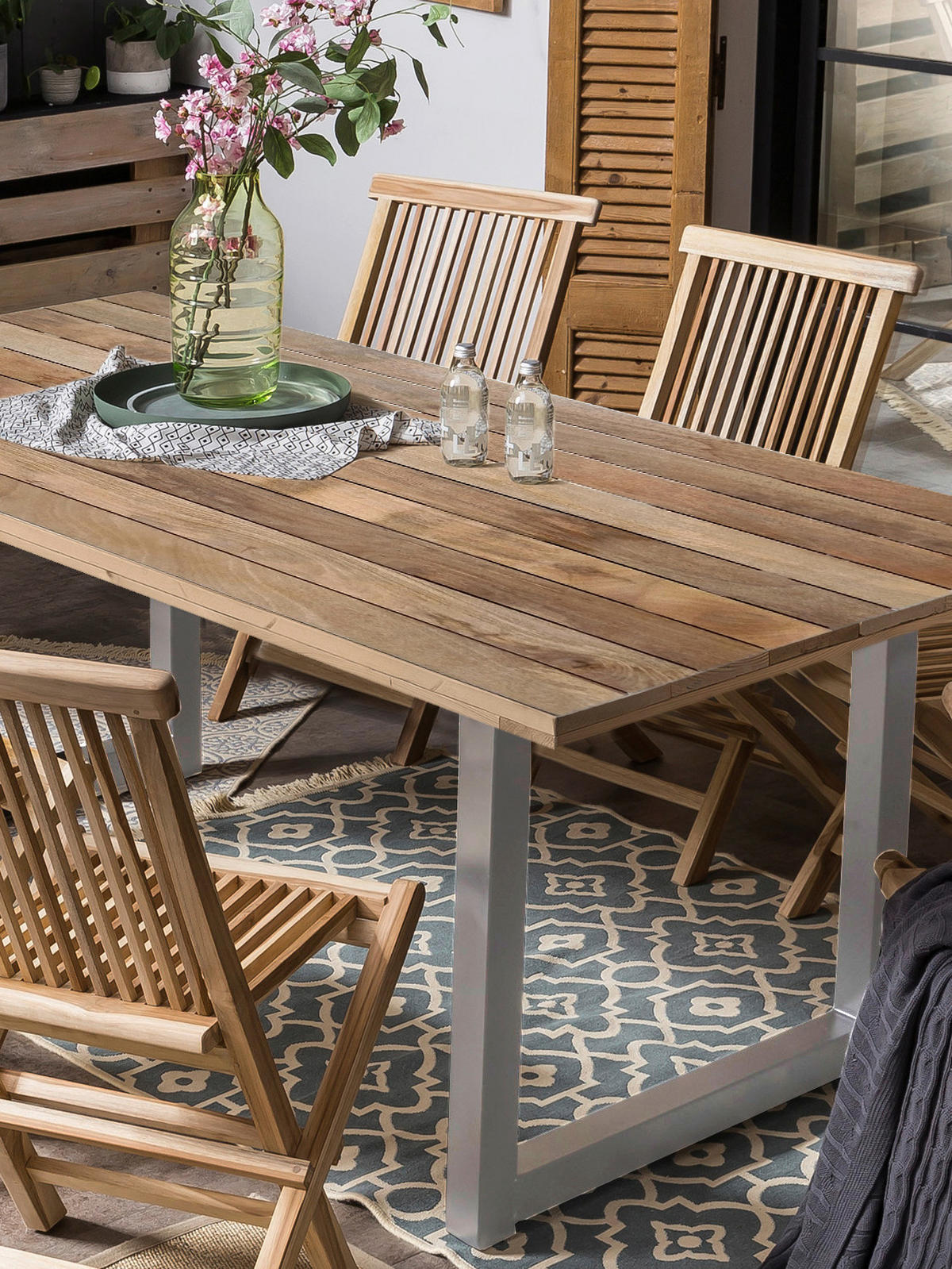 ESSTISCH Mangoholz rechteckig Naturfarben, Silberfarben  - Silberfarben/Naturfarben, Design, Holz/Metall (160/90/77cm) - Livetastic