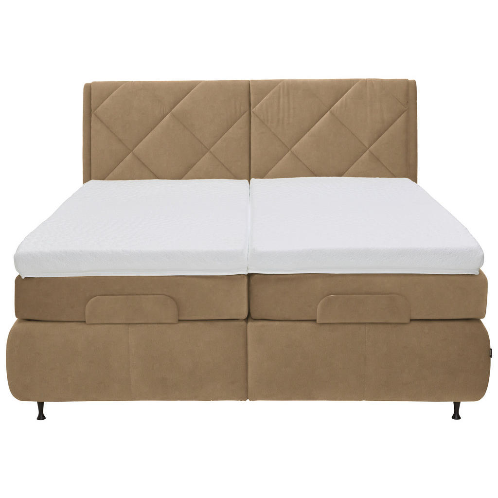 Thumbnail - Dieter Knoll Boxspringbett, Hellbraun, Textil, H2 + H3, 7-Zonen, Höhe ca. 19 cm, 180x200 cm, Matratze, gepolstertes Kopf...
