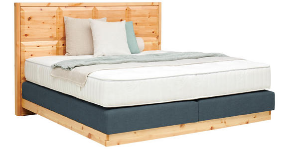 BOXSPRINGBETT 160/200 cm  in Zirbelkieferfarben, Blaugrau  - Zirbelkieferfarben/Blaugrau, Natur, Holz/Textil (160/200cm) - Valnatura