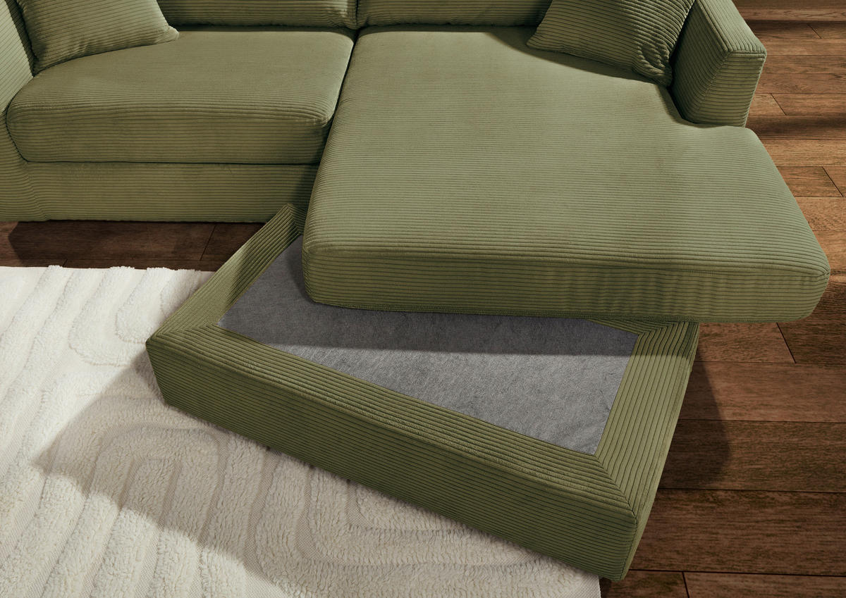 ECKSOFA Dunkelgrün Cord  - Dunkelgrün/Schwarz, KONVENTIONELL, Kunststoff/Textil (234/170cm) - Carryhome