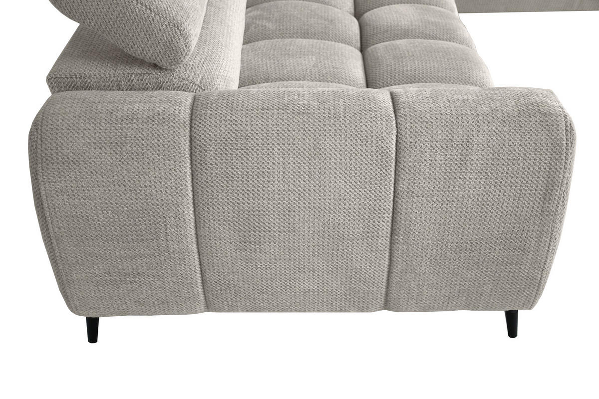 ECKSOFA VOLF Hellgrau Flachgewebe  - Hellgrau/Schwarz, Trend, Kunststoff/Textil (261/203cm) - Livetastic