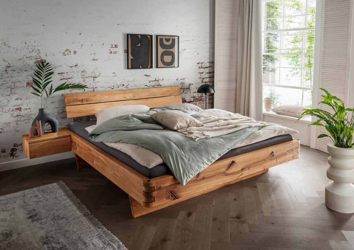 BALKENBETT 140/200 cm  in Wildeiche  - Wildeiche, Natur, Holz (140/200cm) - Valnatura