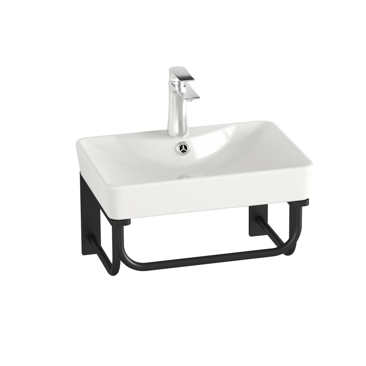 WASCHBECKEN 41/29/70 cm  - Schwarz/Weiß, KONVENTIONELL, Keramik/Metall (41/29/70cm) - Sanotechnik