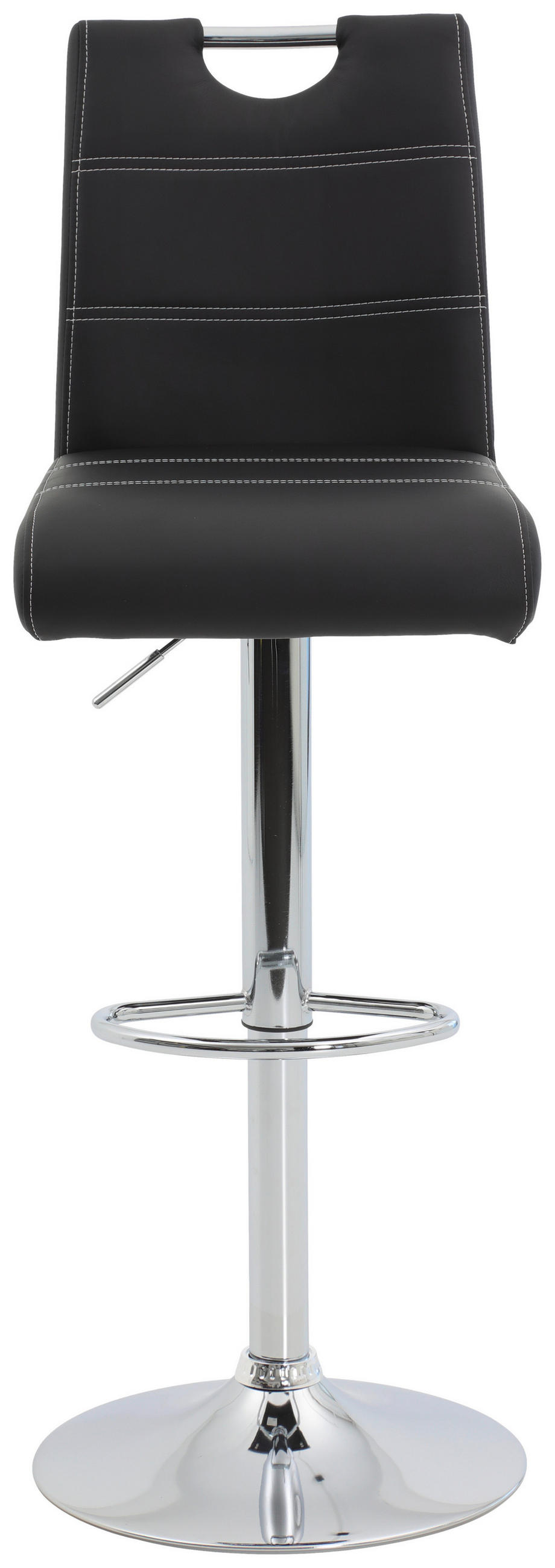 BARHOCKER-SET Lederlook Schwarz Stahl Sitzfläche 360° drehbar, mit Griff  - Chromfarben/Schwarz, MODERN, Textil/Metall (38/97-119/50cm) - MID.YOU