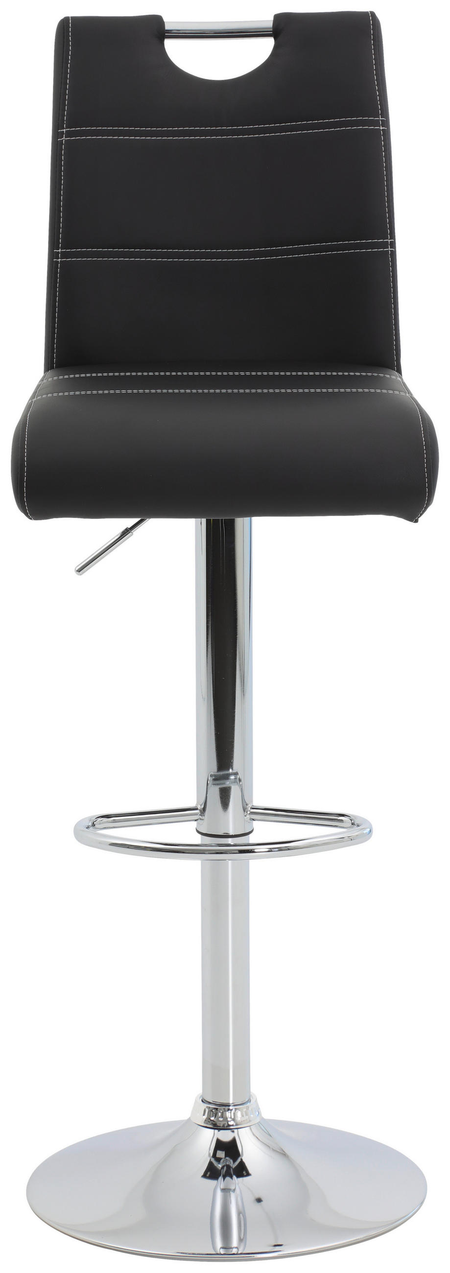 BARHOCKER-SET Lederlook Schwarz Stahl Sitzfläche 360° drehbar, mit Griff  - Chromfarben/Schwarz, MODERN, Textil/Metall (38/97-119/50cm) - MID.YOU