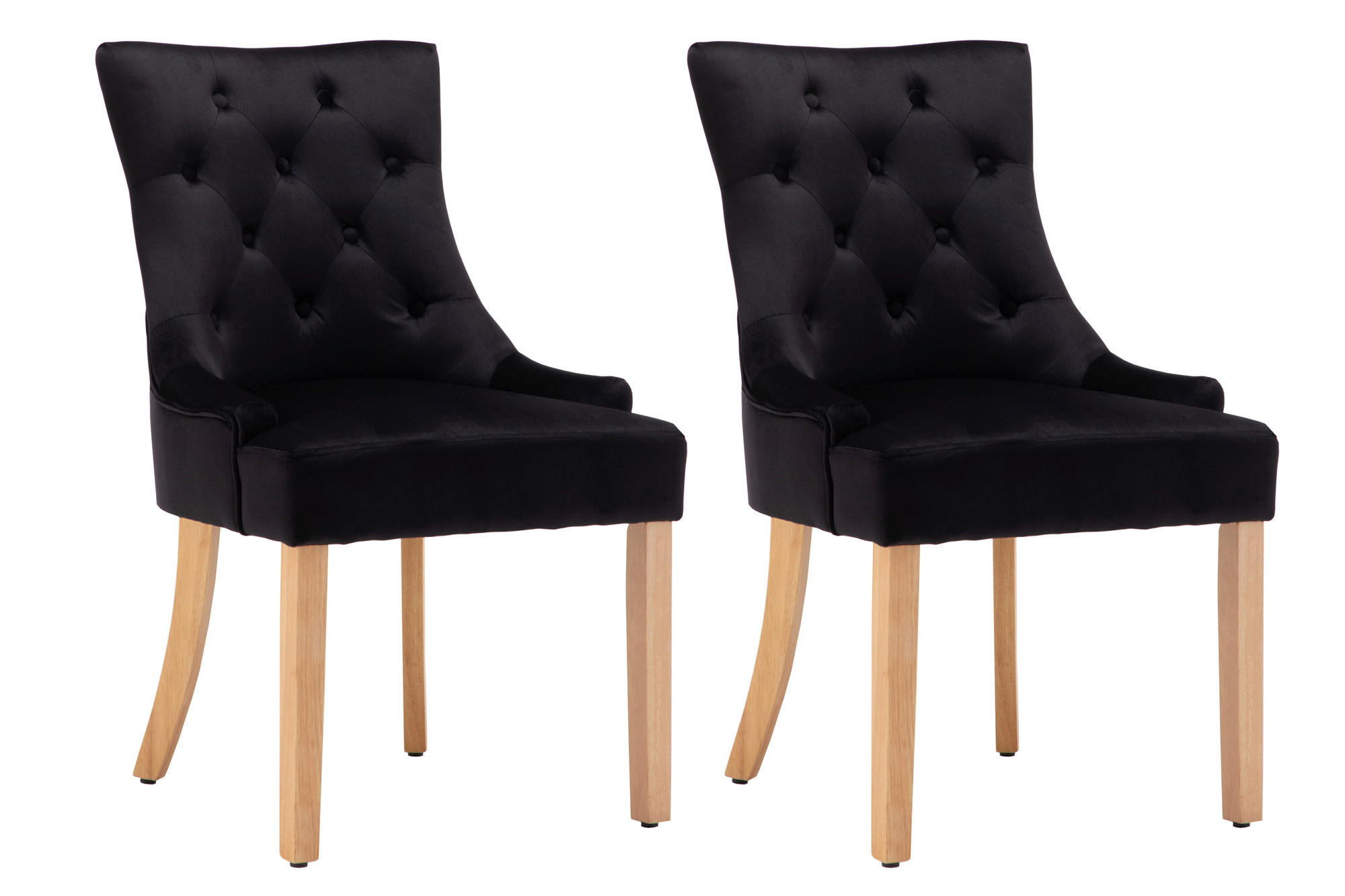 STUHL-SET 2 Stück  in Samt  - Schwarz/Naturfarben, Design, Holz/Textil (56/91/63cm) - Livetastic