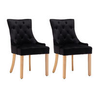 STUHL-SET 2 Stück  in Samt  - Schwarz/Naturfarben, Design, Holz/Textil (56/91/63cm) - Livetastic