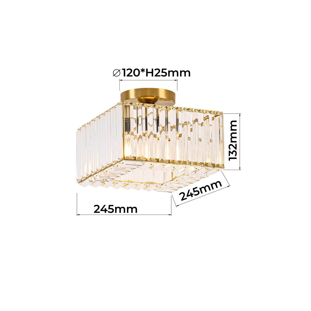 DECKENLEUCHTE     - Goldfarben, KONVENTIONELL, Glas (19.3/24.5/24.5cm)