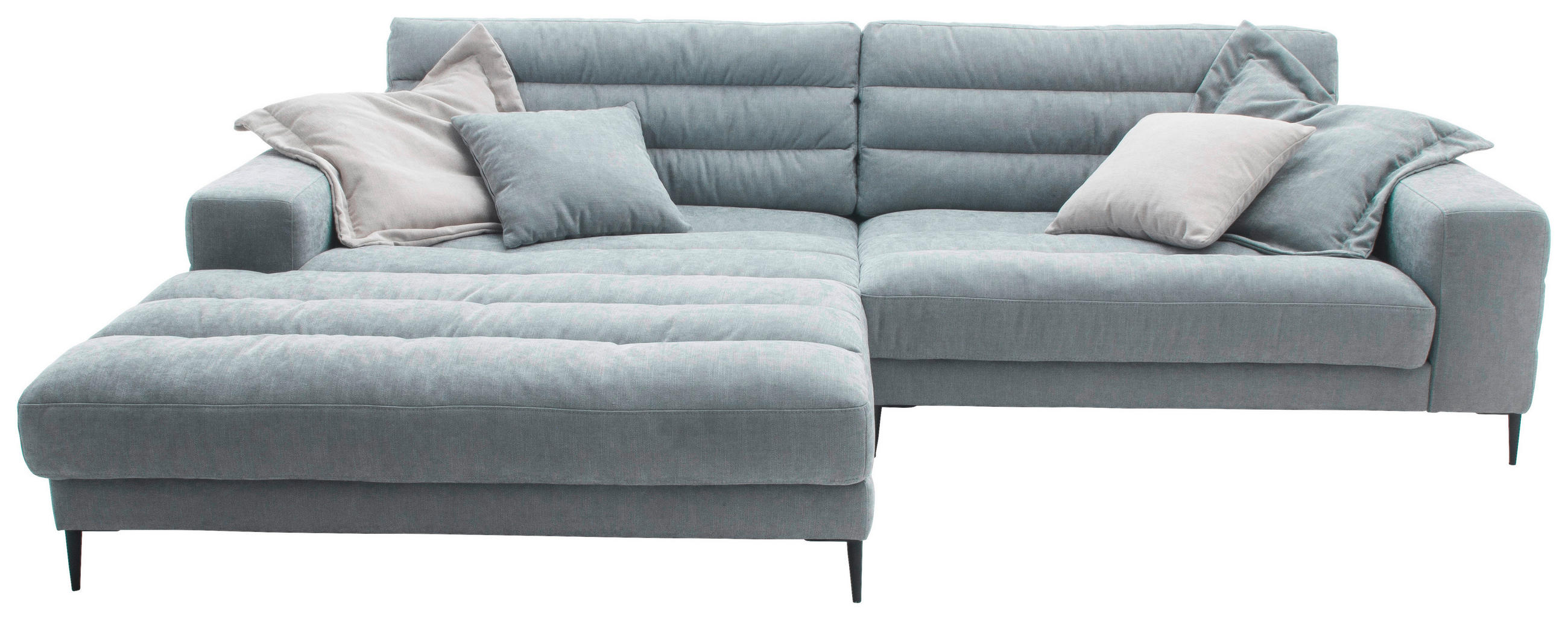ECKSOFA Hellblau Flachgewebe  - Schwarz/Hellblau, Design, Textil/Metall (207/296cm) - Dieter Knoll