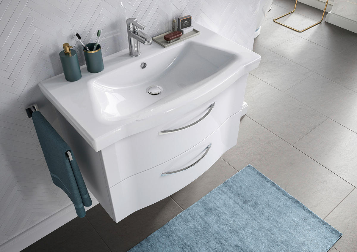 BADEZIMMER 3-teilig  in 82 cm  - Chromfarben/Weiß Hochglanz, KONVENTIONELL, Glas/Holzwerkstoff (82cm) - Pelipal