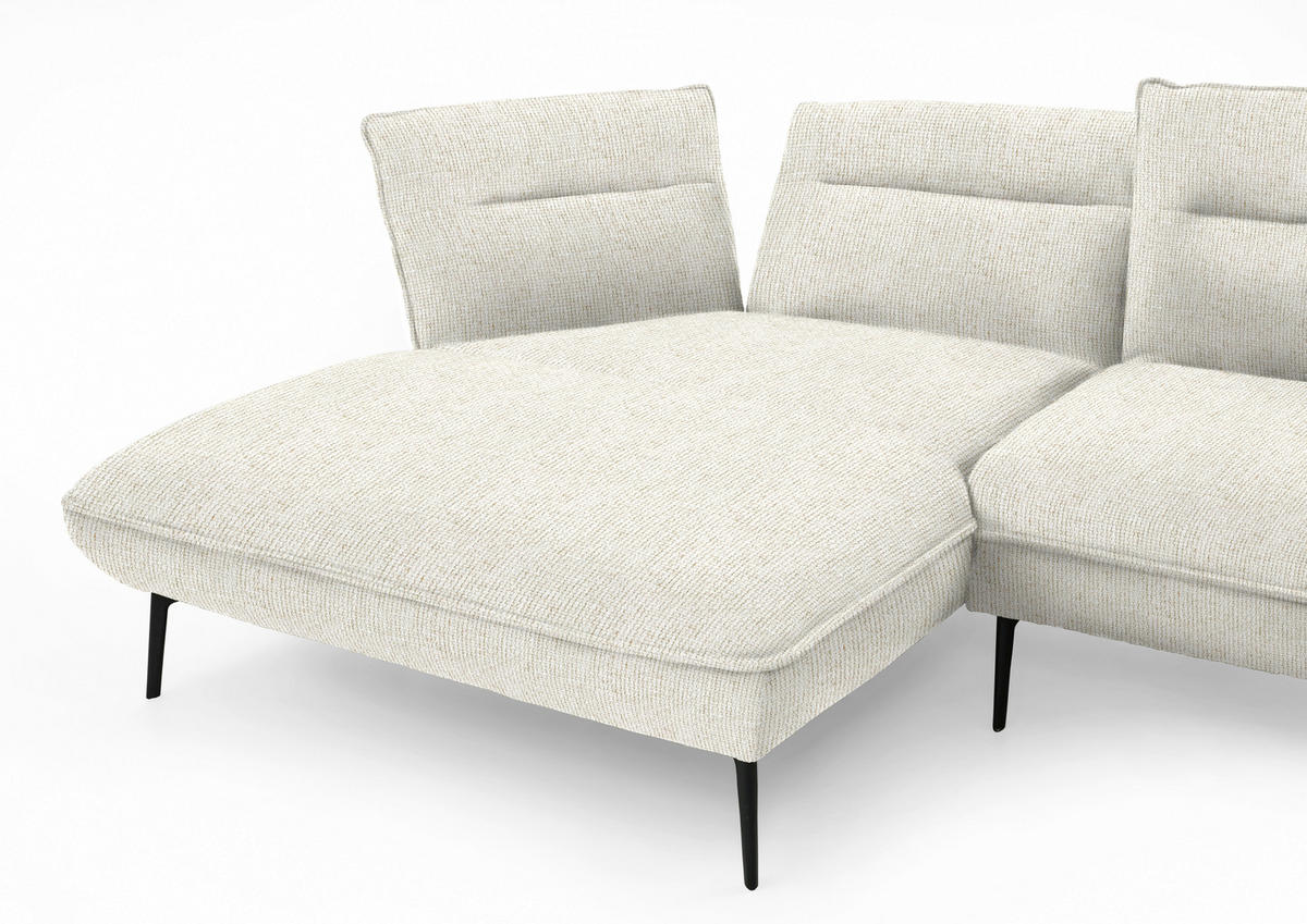 ECKSOFA in Flachgewebe Creme  153/339 cm  - Creme/Schwarz, Design, Textil/Metall (153/339cm) - Moderano