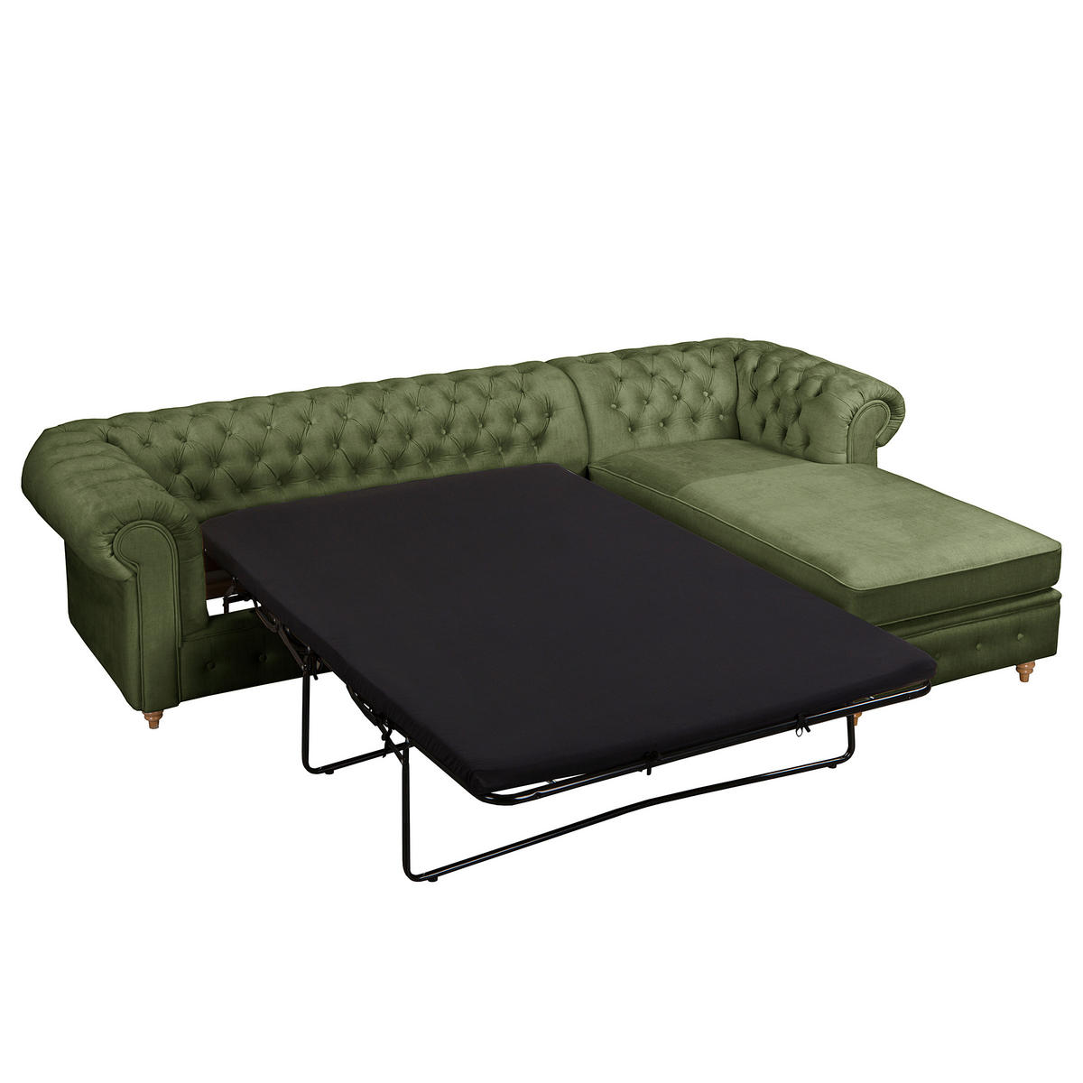ECKSOFA Laura in Mikrofaser Dunkelgrün  284/182 cm  - Dunkelgrün/Creme, Design, Holz/Textil (284/182cm) - P & B