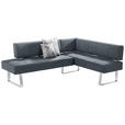 ECKBANK 227/165 cm Mikrofaser Grau, Edelstahlfarben Metall   - Edelstahlfarben/Grau, Design, Textil/Metall (227/165cm) - Moderano