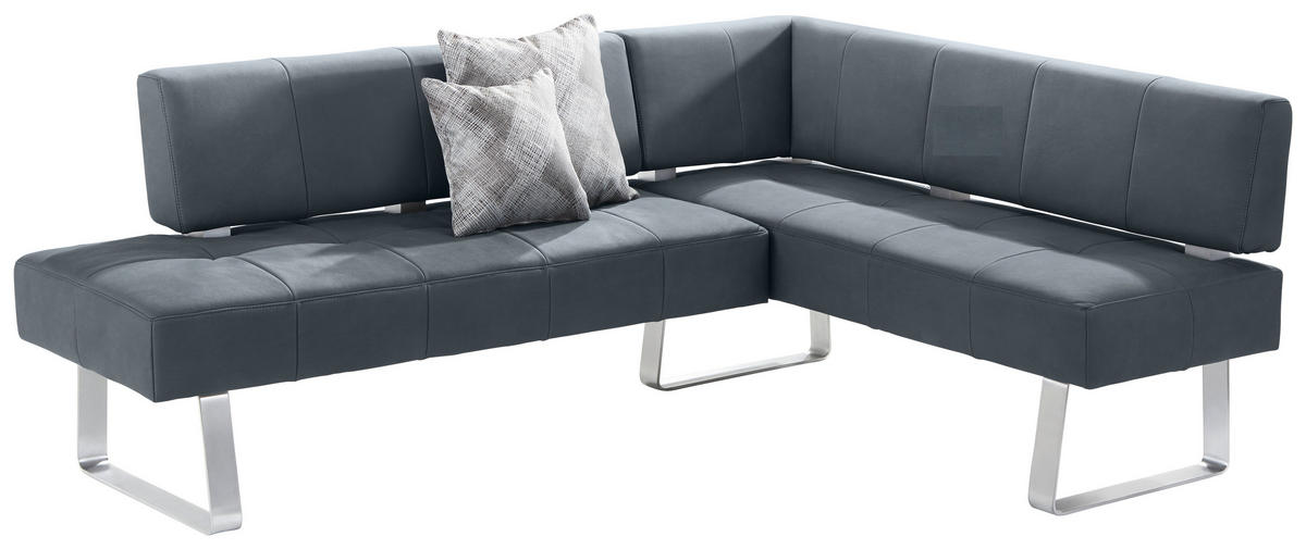 ECKBANK 227/165 cm  in Grau, Edelstahlfarben  - Edelstahlfarben/Grau, Design, Textil/Metall (227/165cm) - Moderano