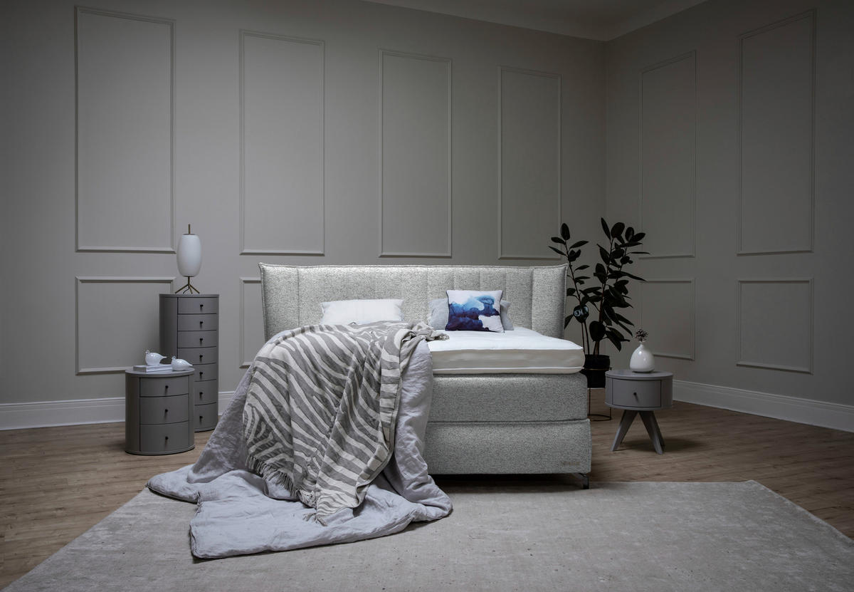 BOXSPRINGBETT 160/200 cm  in Champagner  - Champagner/Schwarz, Konventionell, Holz/Textil (160/200cm) - Sjöholm