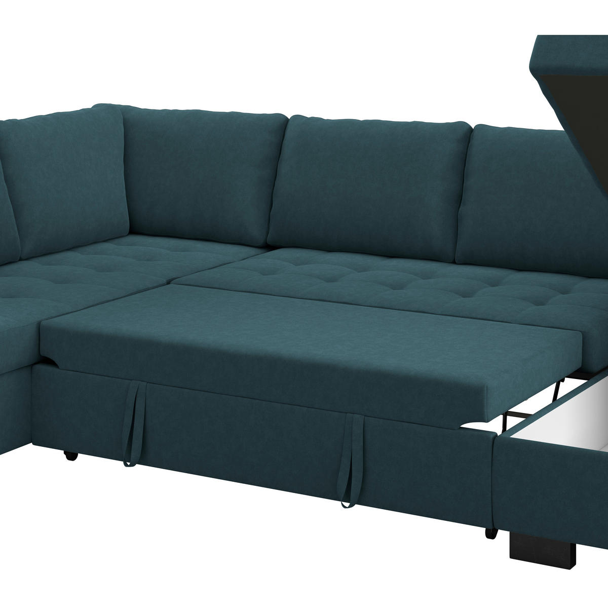 WOHNLANDSCHAFT Blau Mikrofaser  - Blau/Schwarz, MODERN, Kunststoff/Textil (178/305/155cm) - P & B
