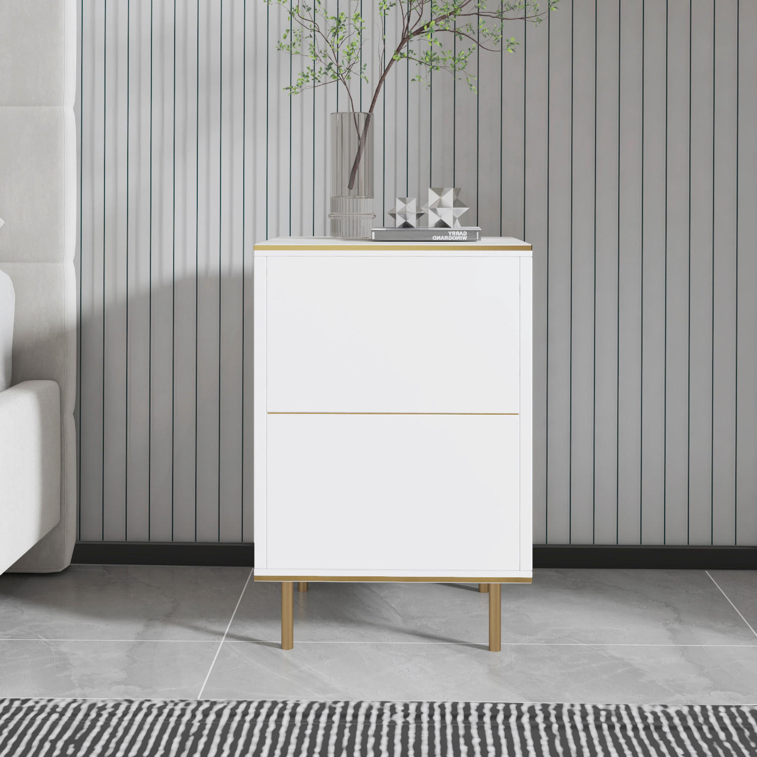 NACHTTISCH 40/60/35 cm  - Goldfarben/Schwarz, Design, Holzwerkstoff/Metall (40/60/35cm) - Livetastic