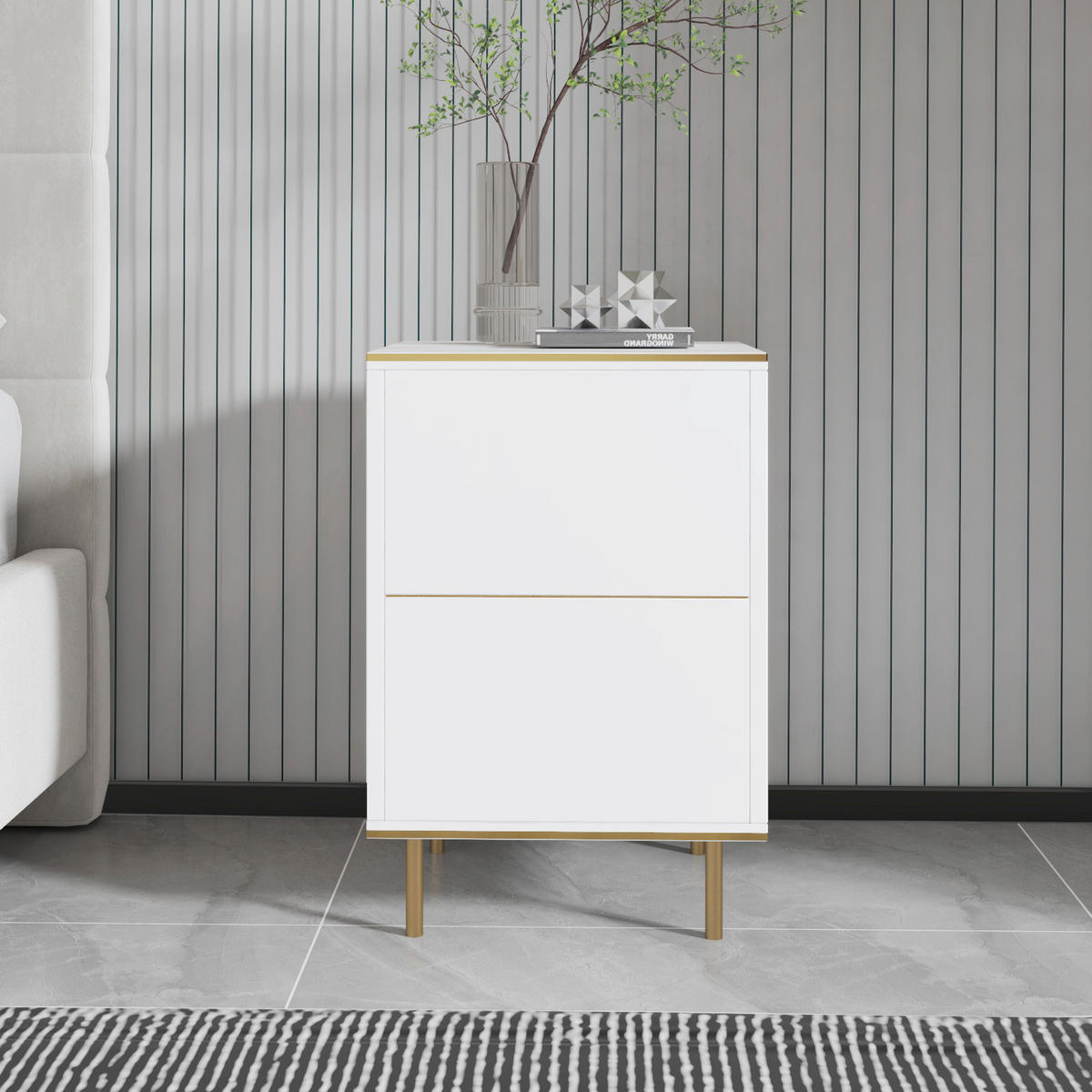 NACHTTISCH 40/60/35 cm  - Goldfarben/Schwarz, Design, Holzwerkstoff/Metall (40/60/35cm) - Livetastic