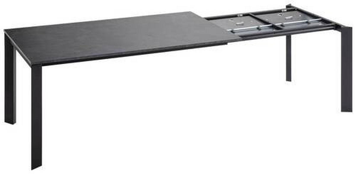 ESSTISCH Schwarz, Schieferfarben rechteckig  ausziehbar, in verschiedenen Größen erhältlich, in verschiedenen Holzdekoren erhältlich  - Schieferfarben/Schwarz, Design, Holzwerkstoff/Metall (160-250/90/75cm) - home24