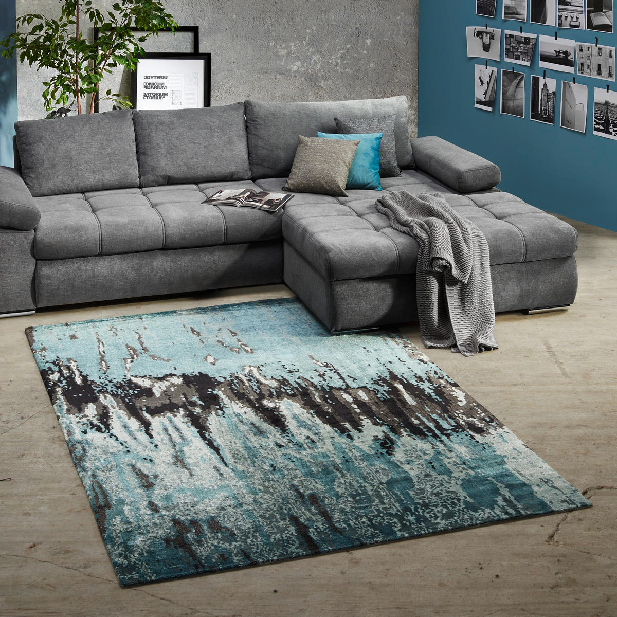 ORIENTALISK MATTA 140/200 cm Alkatif Modern  - turkos, Design, textil (140/200cm) - Cazaris