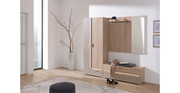 GARDEROBENPANEEL in 120/112/30 cm - Eichefarben/Grau, Design, Holzwerkstoff (120/112/30cm) - Voleo