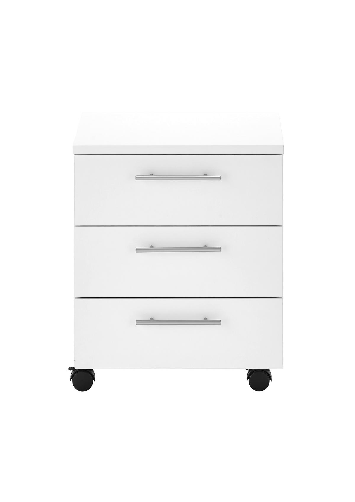 ROLLCONTAINER Weiß  - Silberfarben/Weiß, MODERN, Holzwerkstoff/Kunststoff (40/56/39cm) - Carryhome