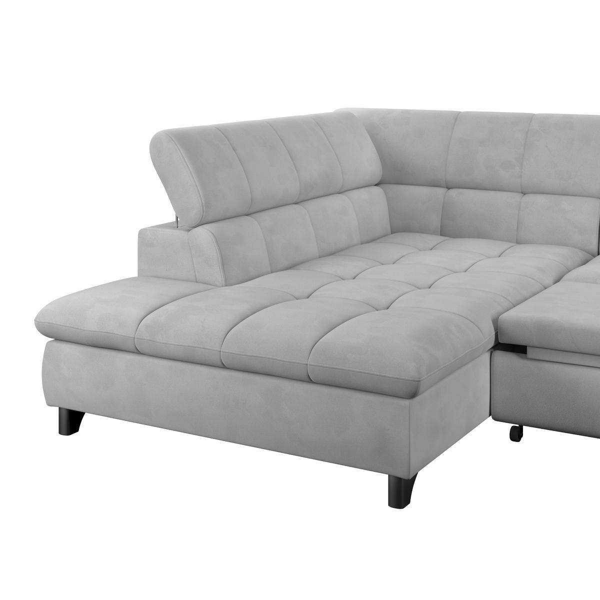 ECKSOFA Hellgrau Chenille  - Chromfarben/Hellgrau, KONVENTIONELL, Textil/Metall (234/312cm) - Livetastic