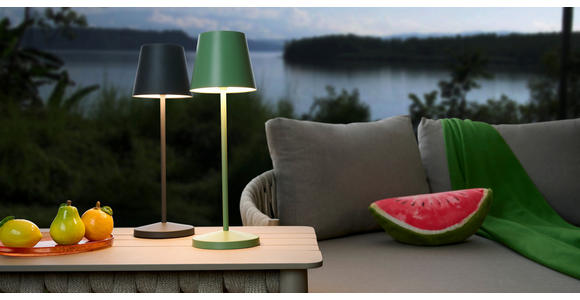 AKKU-TISCHLEUCHTE Denver 11/35 cm - Grau, KONVENTIONELL, Metall (11/35cm) - Novel