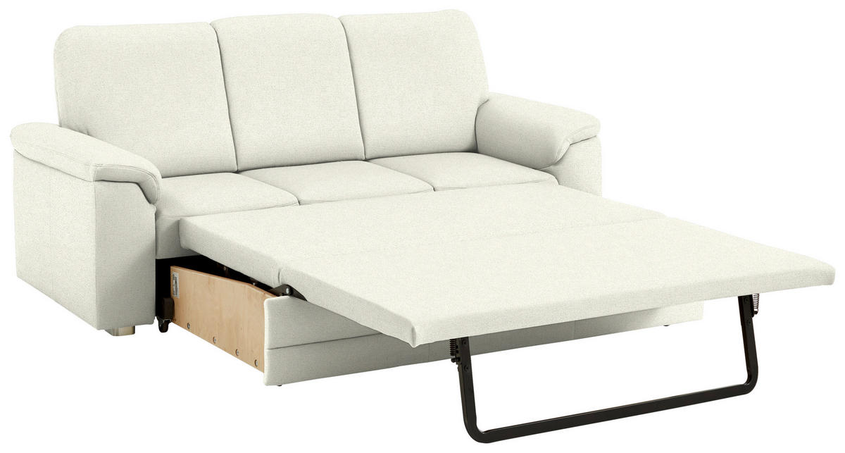 3-SITZER-SOFA Chenille Creme  - Creme/Alufarben, Konventionell, Textil/Metall (208/96/89cm) - Beldomo Comfort