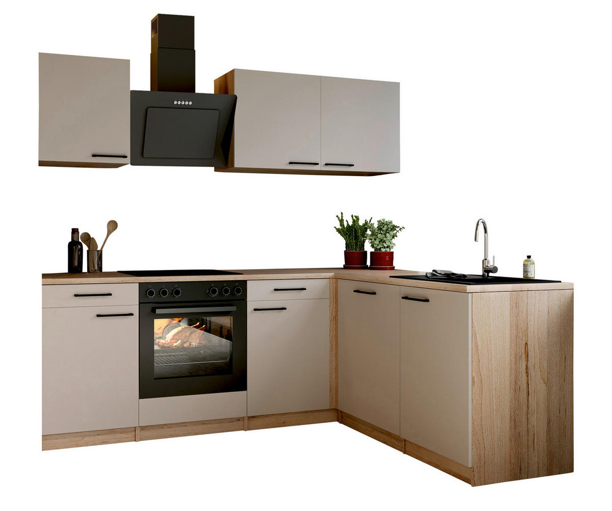 ECKKÜCHE Merle 220/172 cm  in Kaschmir  - Kaschmir/Eichefarben, Trend, Holzwerkstoff/Metall (220/172cm) - Respekta