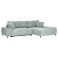 ECKSOFA in Flachgewebe Hellgrau  - Hellgrau/Schwarz, KONVENTIONELL, Textil/Metall (295/180cm) - Carryhome