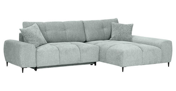 ECKSOFA in Flachgewebe Hellgrau  - Hellgrau/Schwarz, KONVENTIONELL, Textil/Metall (295/180cm) - Carryhome