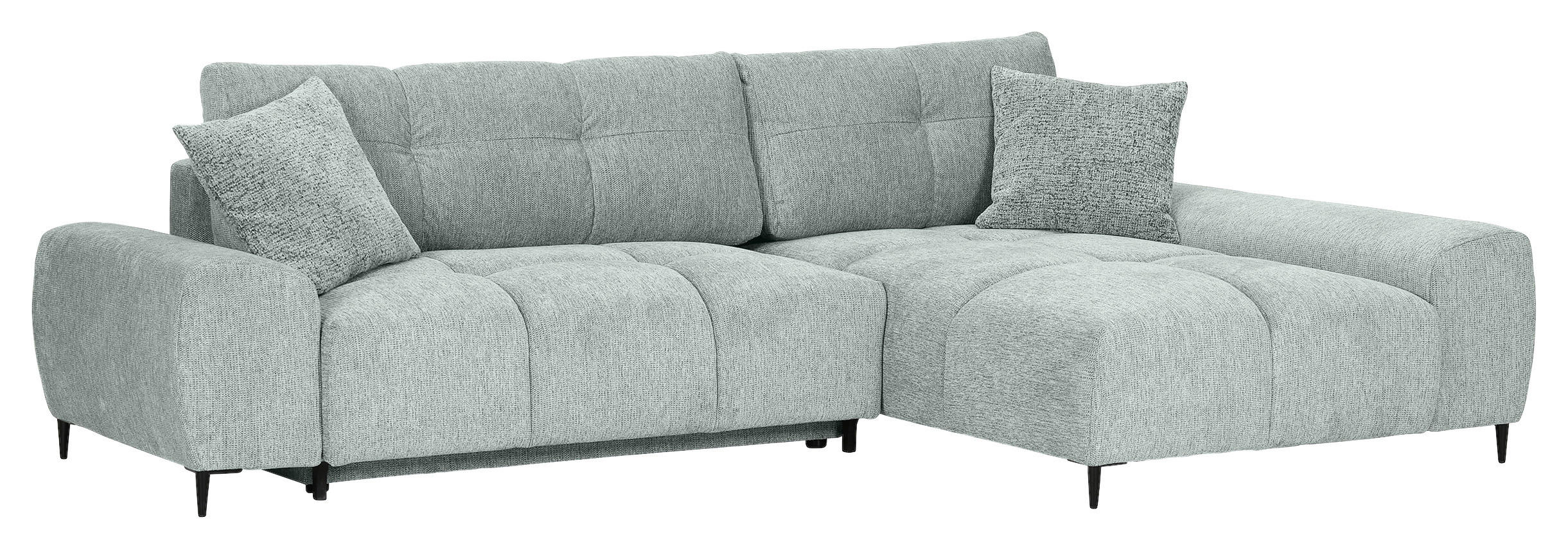ECKSOFA Hellgrau Flachgewebe  - Hellgrau/Schwarz, KONVENTIONELL, Textil/Metall (295/180cm) - Carryhome