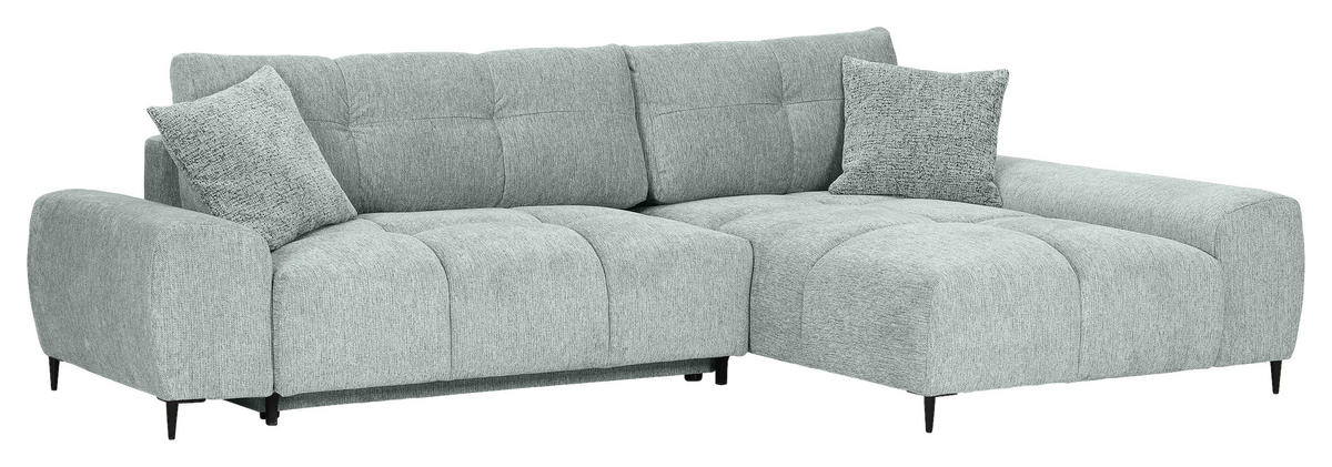 ECKSOFA in Flachgewebe Hellgrau  - Hellgrau/Schwarz, KONVENTIONELL, Textil/Metall (295/180cm) - Carryhome